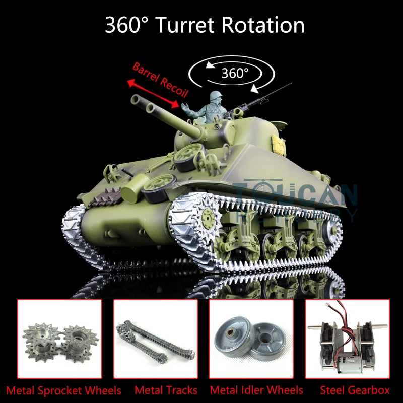 Henglong Toucanhobby Atualizado RC Tanque, DIY Torre, 3898 Barrel Recoil, M4 A3, 1/16, 7.0