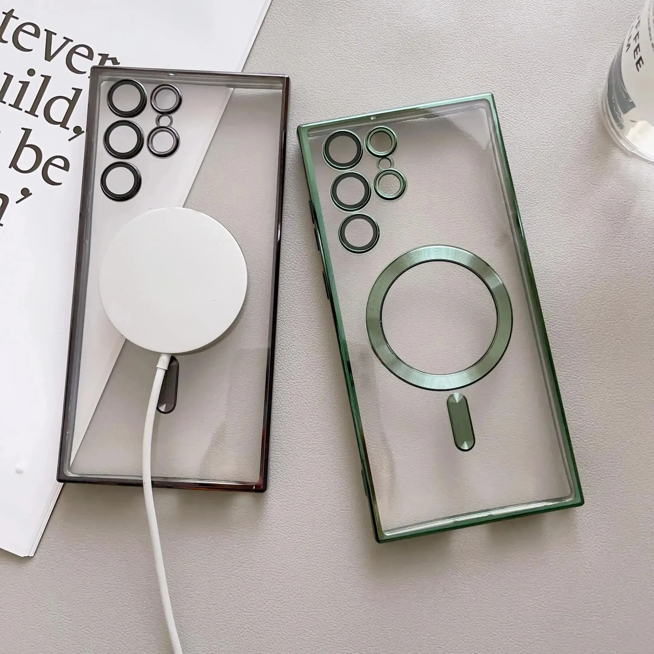 حافظة فاخرة شفافة لهاتف Magsafe لهاتف سامسونج جالاكسي S22 S23 Ultra Plus غطاء سيليكون مقاوم للصدمات #6