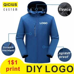 Man Winter Waterproof Outdoor Jacket Custom Printing Embroidery Logo Fishing Hiking Camping Climbing Trekking Softshell Coat 4xl