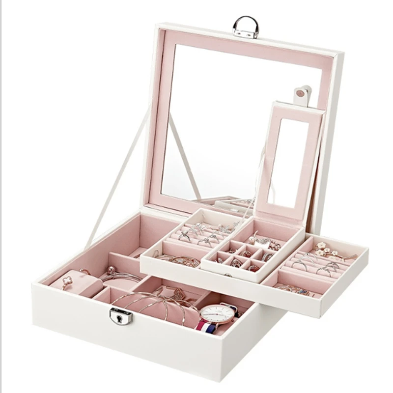 

PU Leather Jewelry Box Storage Box Makeup Travel Storage Box Multi-Layer Storage Box