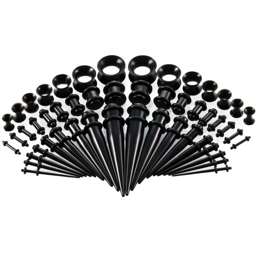 50Pcs Ear Dilation Acrylic Ear Gauge Kit 14G-00G Smooth Polished Ear Stretching Kit Stretching Cone‑shaped Ear Taper Unisex