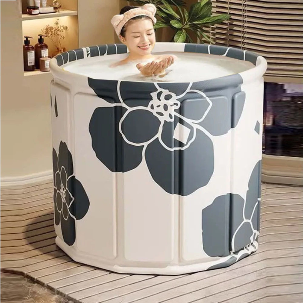 Foldable Bath Tub Durable Thickened Version Bath Tub Household Long Insulation Time Environment-friendly for Children and Adults