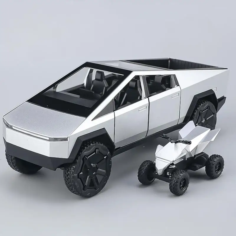 1:32 juguetes Cybertruck vehículo todoterreno modelo fundido a presión coche camión camioneta tirar hacia atrás juguete para niños coleccionables regalos de cumpleaños amigo