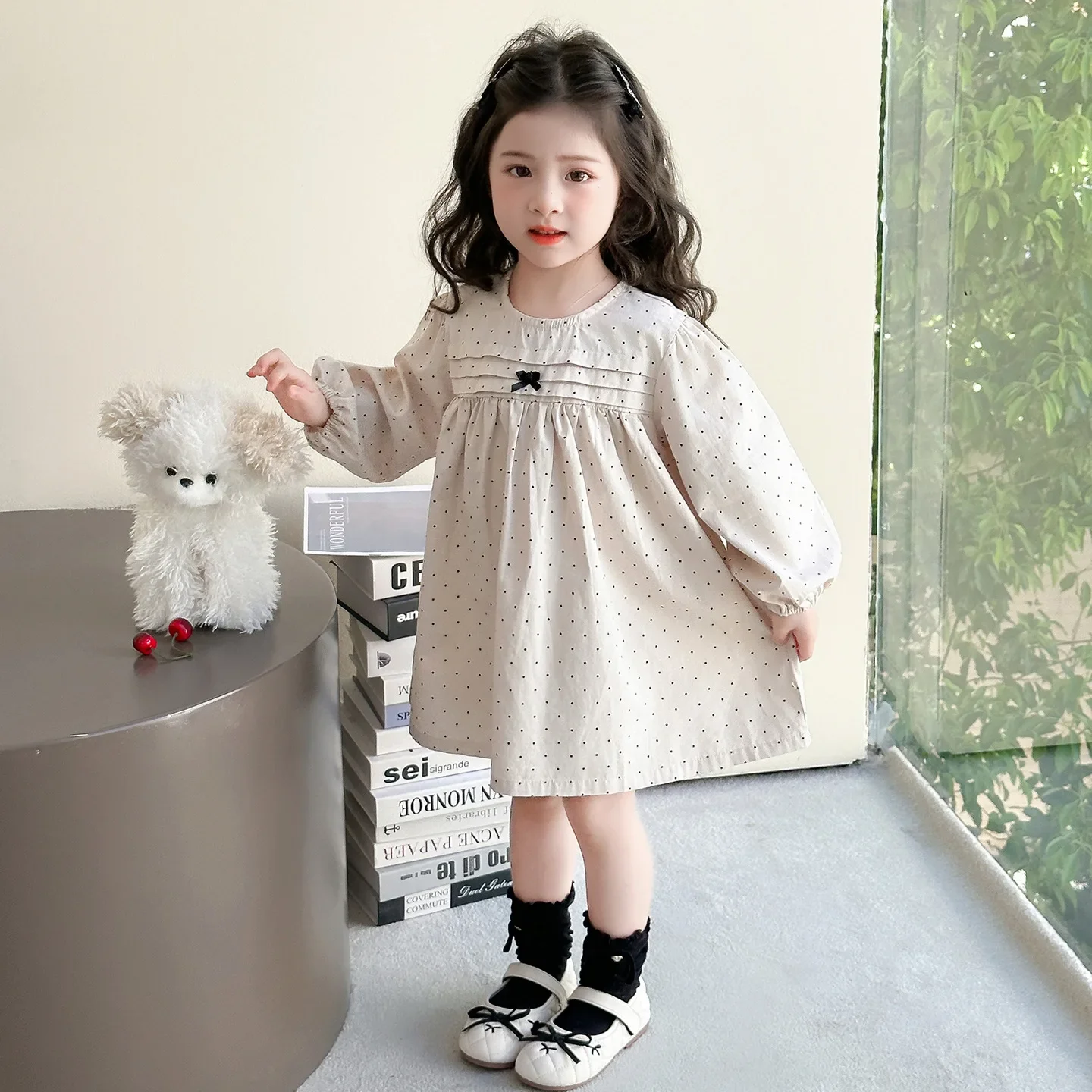 Girls Skirt 2026 Spring And Autumn New Childrens Clothing Girls Baby Fashion Polder Dot Princess Dress Casual Simple Daily