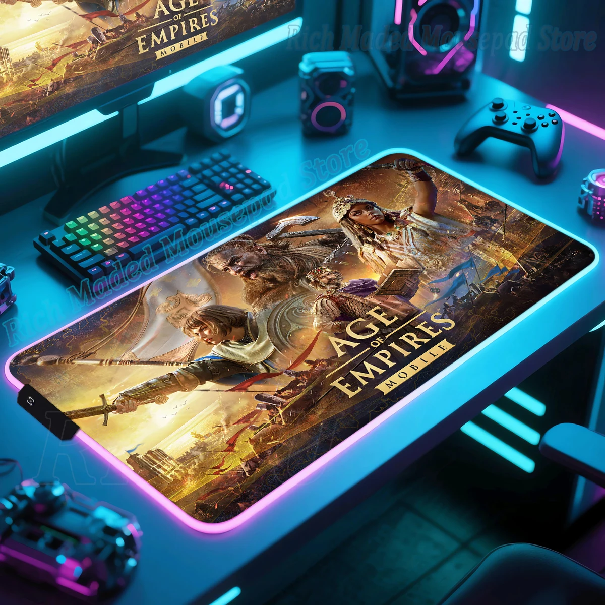 Rgb Mouse Pad Age Of Empires Pc Accessories Gaming Keyboard Deskmat Gamer Mousepad Computer Mausepad Mats PC Cabinet XL Desk Mat