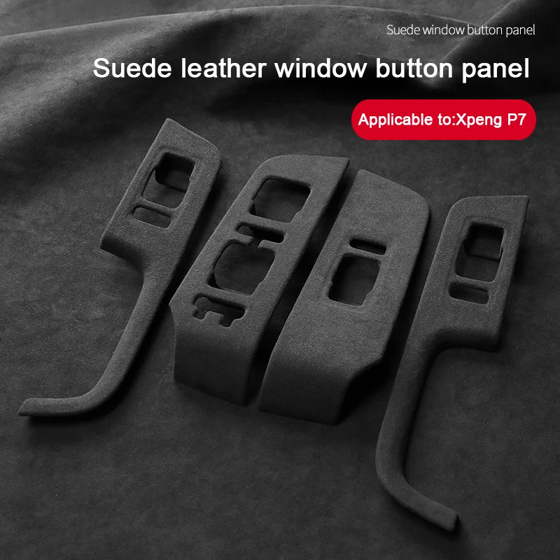 

For Xiaopeng Xpeng P7 2020 2021 2022 2023 2024,Suede Car Lift Window Glass Lifter Switch Button Panel Frame Trim Cover Accessory