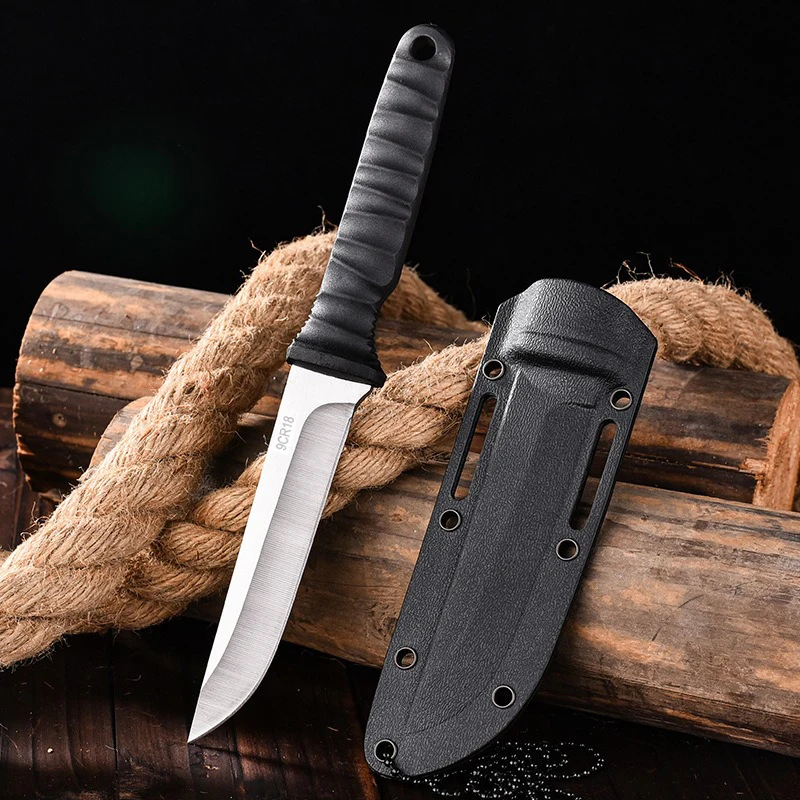 Outdoor Survival Carry Pocket Knife High Hardness Tactical Knife Defense Knife Camping Portable Straight Knife Multi-Purpose Fru