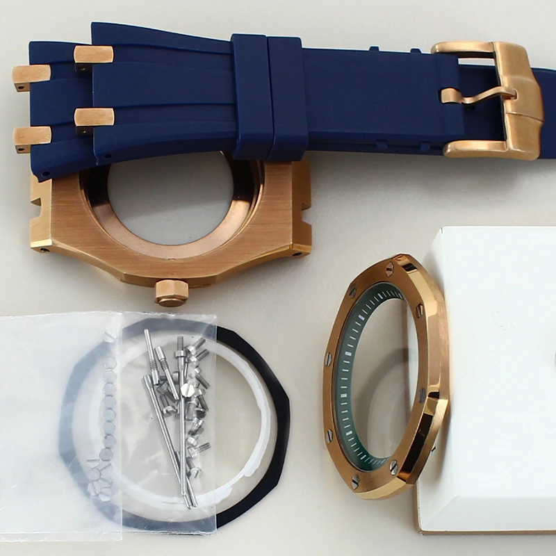 حزام مطاط من الفولاذ المقاوم للصدأ 316L موديل البلوط تم تعديله لعلبة الساعة الجديدة NH35 مناسبة للقرص 31 مم