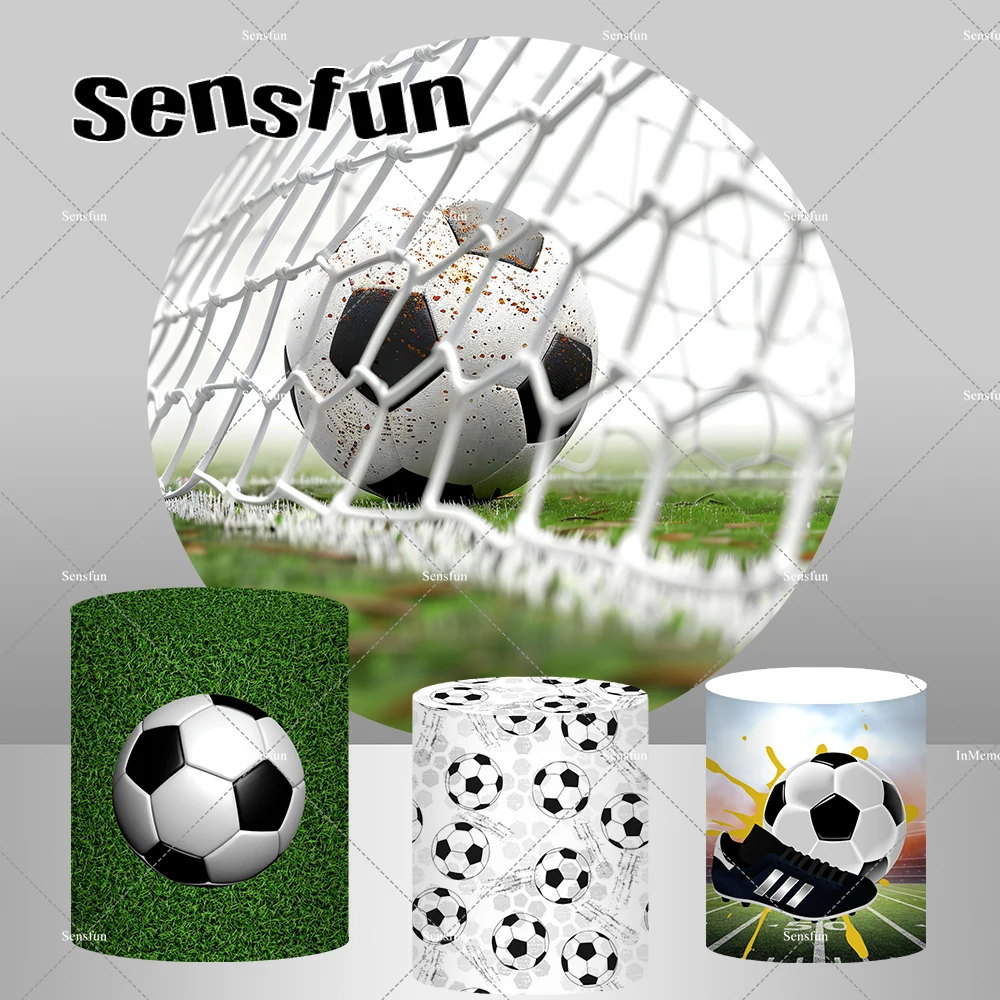 Football Round Backdrop Cover for Kids Birthday Party Soccer Sports Field Stadium Baby Shower Photography Background Supplier