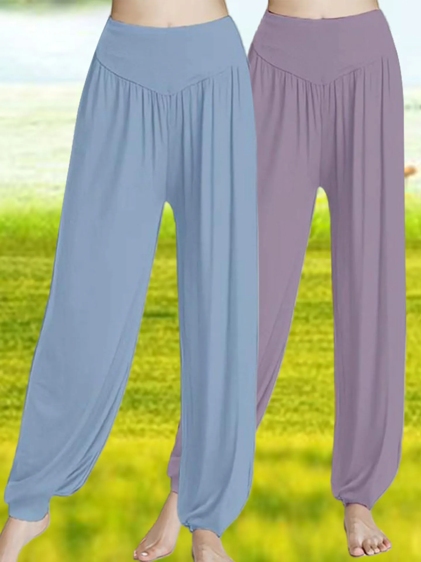 بنطلون يوجا جديد للنساء لممارسة الرقص المربع، مصنوع من القطن المودال المرن، مقاس كبير، فضفاض، بنطلون واسع الساق، رقيق للصيف