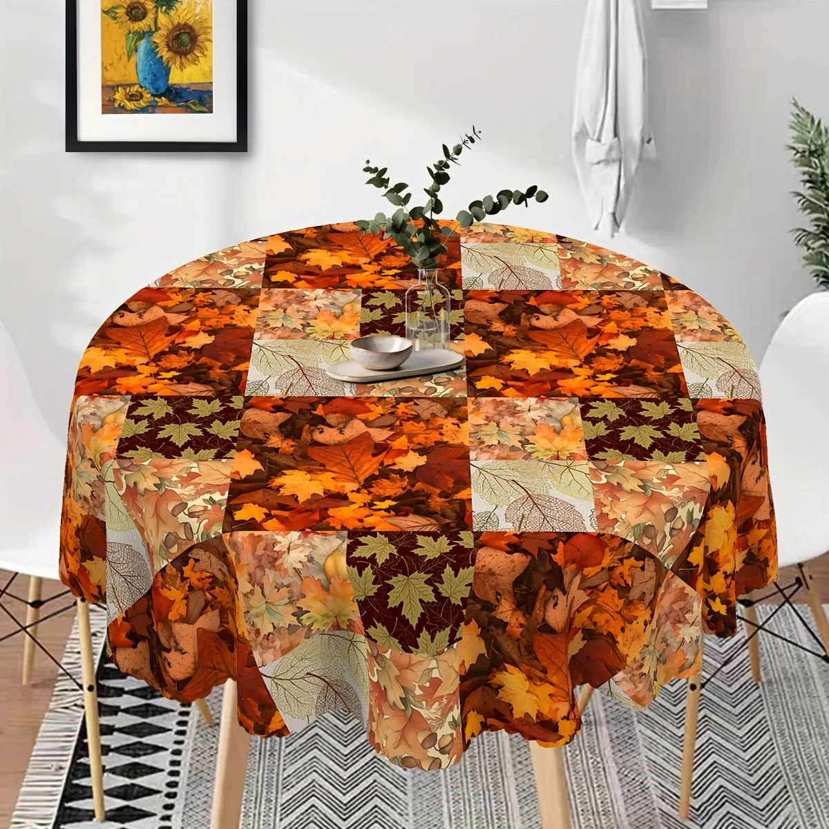 One rectangular tablecloth with maple leaf pattern, featuring an autumn theme and Thanksgiving theme.zyc
