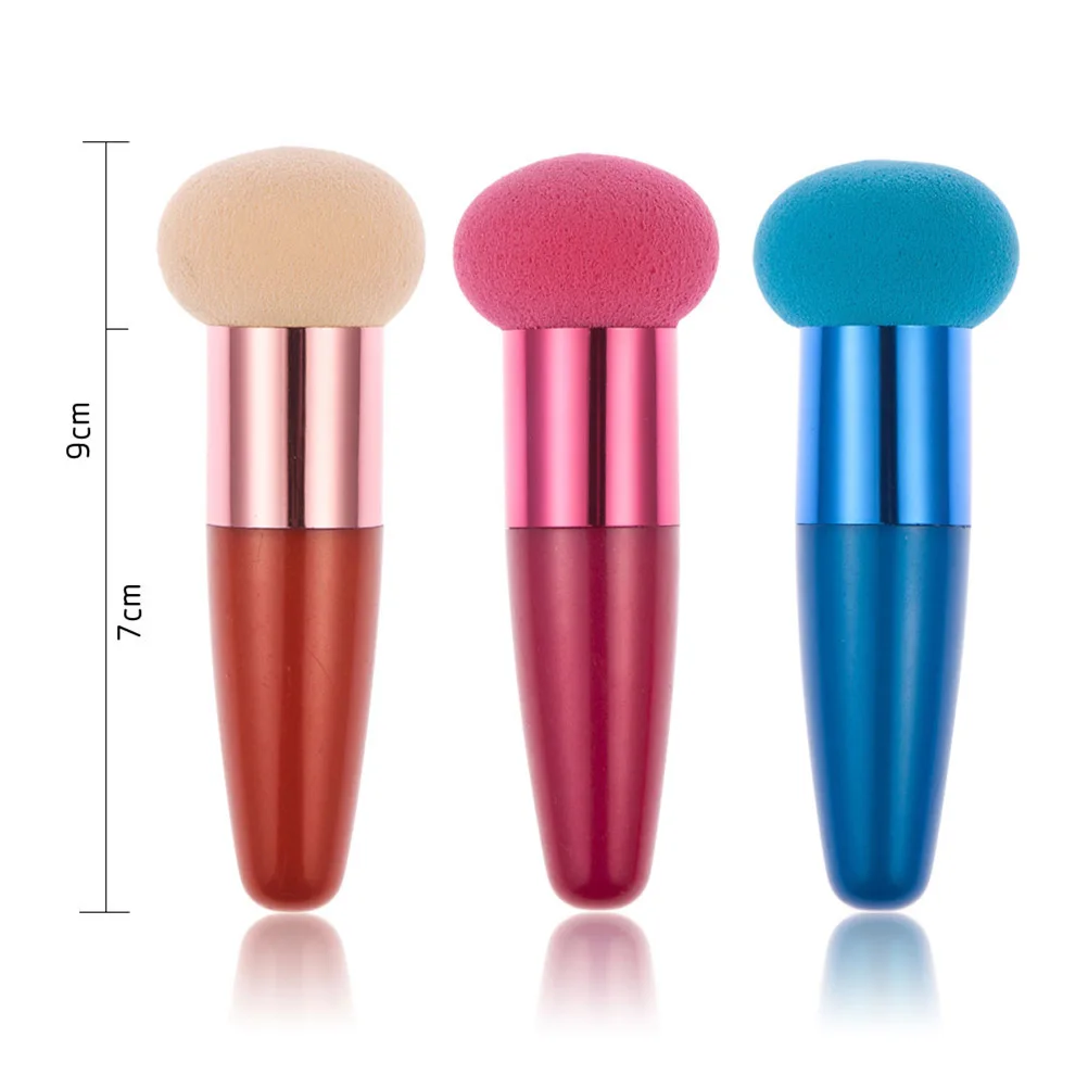 Juego de esponjas con cabeza de seta, brochas de maquillaje para piel roja y azul, base líquida, corrector en polvo, cepillo esencial, 3 uds.