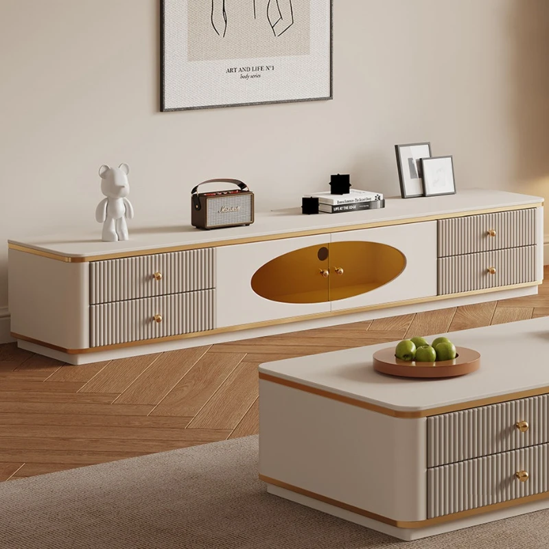 Cream wind tv stand living room household small apartment storage TV cabinet floor modern television stand Interior furniture