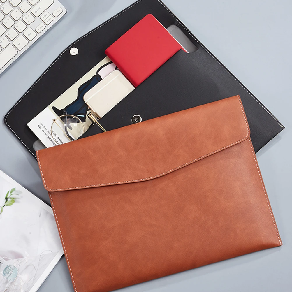 

3Pcs Practical File Organizers Waterproof Document Bags Imitation Leather Large Capacity Receipts Coupons Holder