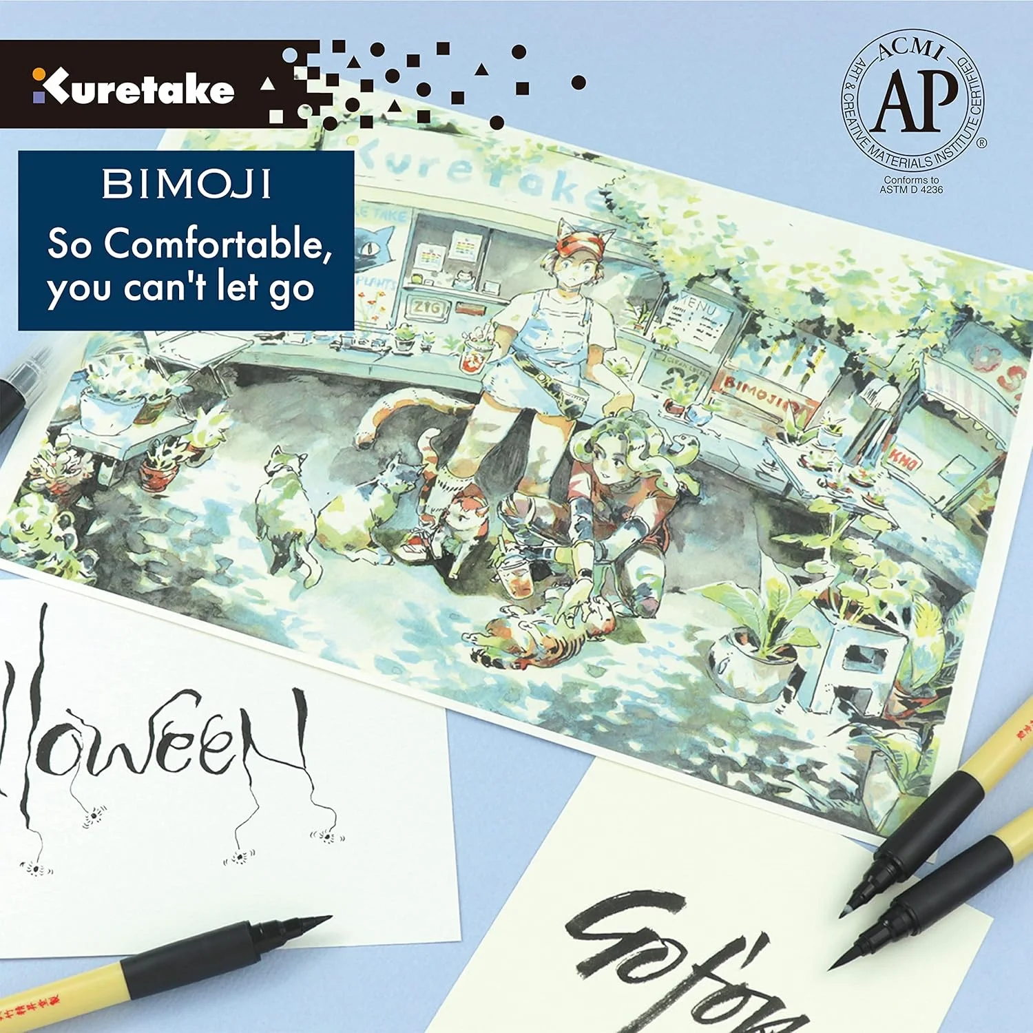 ZIG Kuretake Bimoj Felt Tip Pen-Dual Tip (Hard&Brush)-Ideal for Manga Calligraphy Signing & Comic Art-Liquid Soft Art Supply