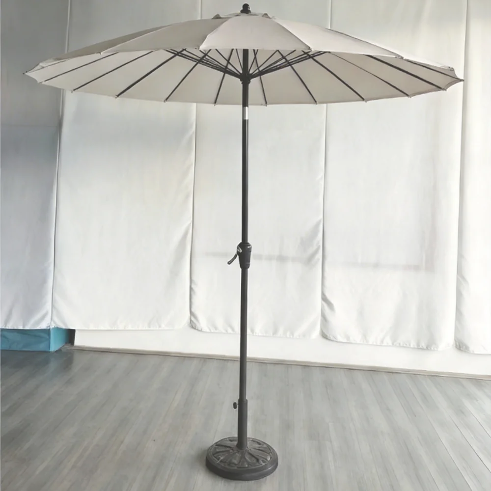 

Современный очень большой зонт для патио с УФ-защитой, ветрозащитный, для улицы, для бассейна, круглый, бежевый, с ручкой-кривошипом