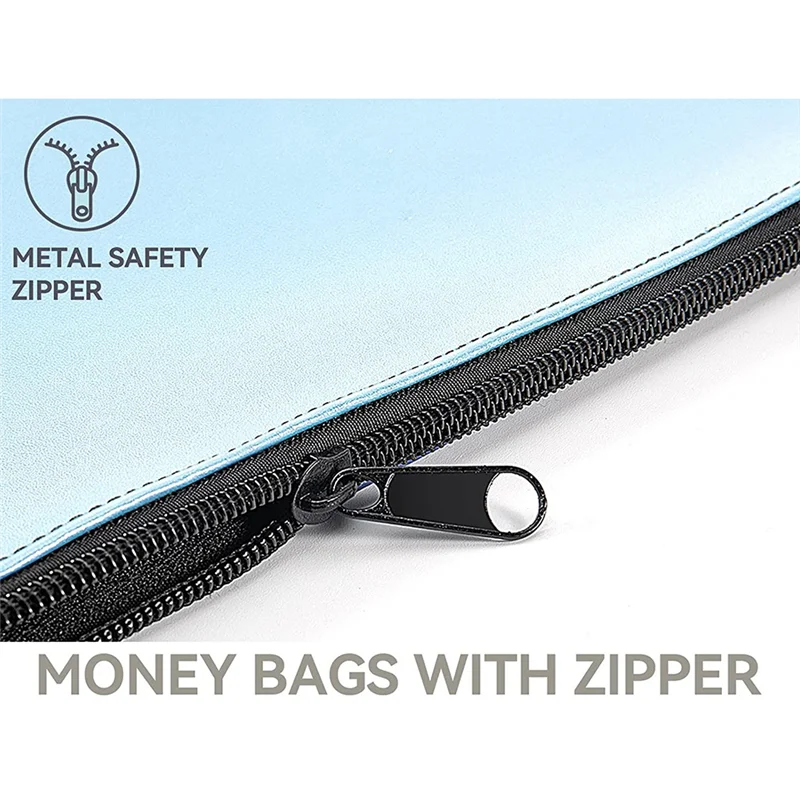 ABQR Confezione da 7 sacchetti per soldi con cerniera per contanti, buste per soldi da 11,2X6,3 pollici per contanti, sacchetti per depositi bancari con cerniera