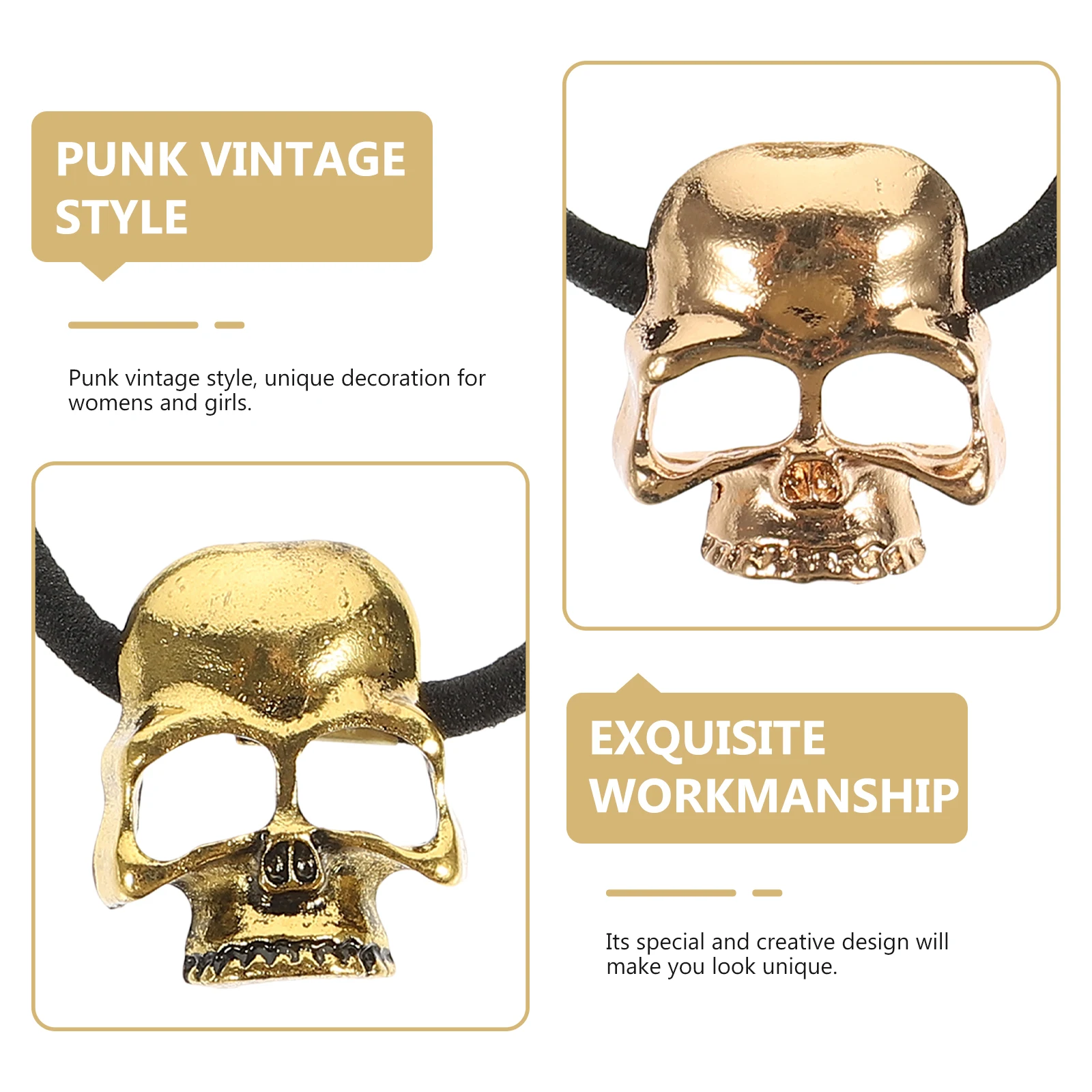 

8pcs Metal Skull Hair Bands Alloy Punk Style Women Girls Halloween Costume Party Rave Festival Carnival Daily Use