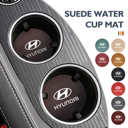 Car Coasters Water Cup Slot Non-Slip Mat Shockproof Pad For Hyundai Tucson IX35 I30 I20 Kona Coupe Veloster I40 Getz