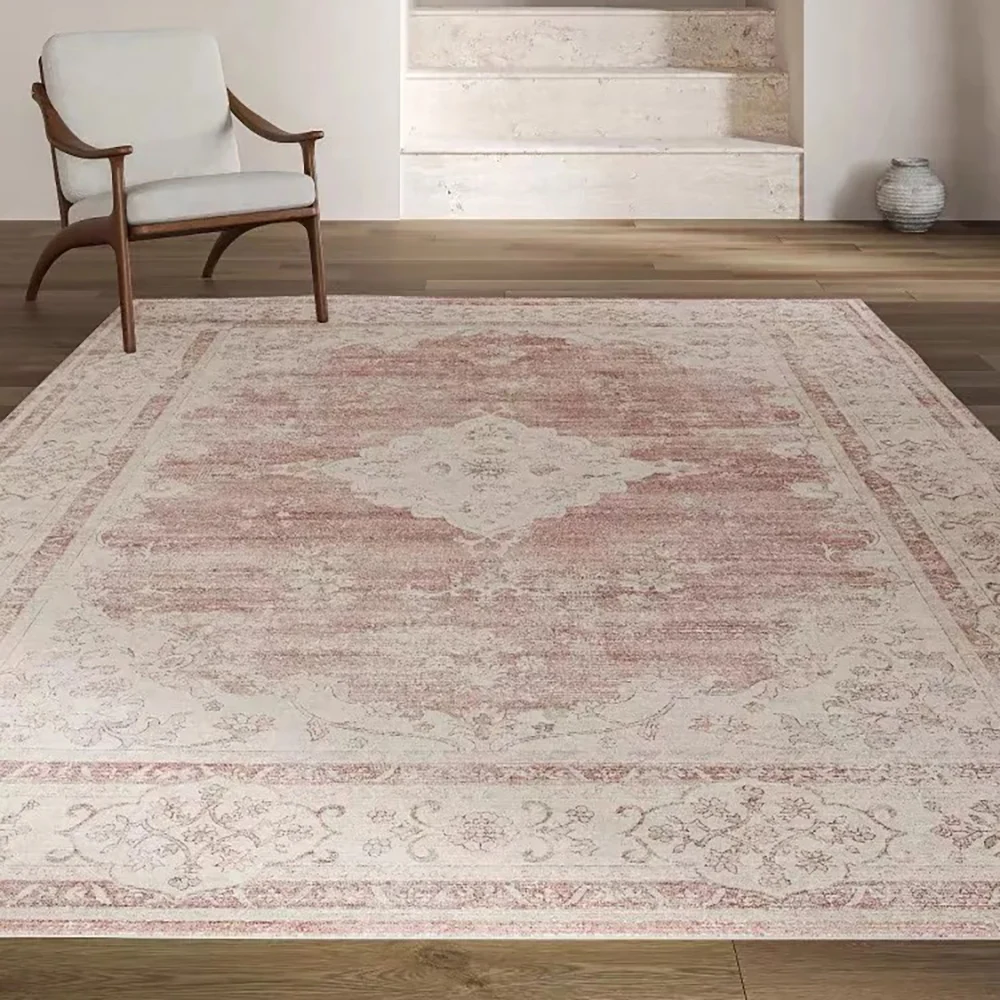 

VIKAMA Bohemian Faux Wool Rug - Ultra-Thin, Stain-Resistant,Non-Slip Carpet for Study Room & Living Room,Soft Floor Mat Home Dec