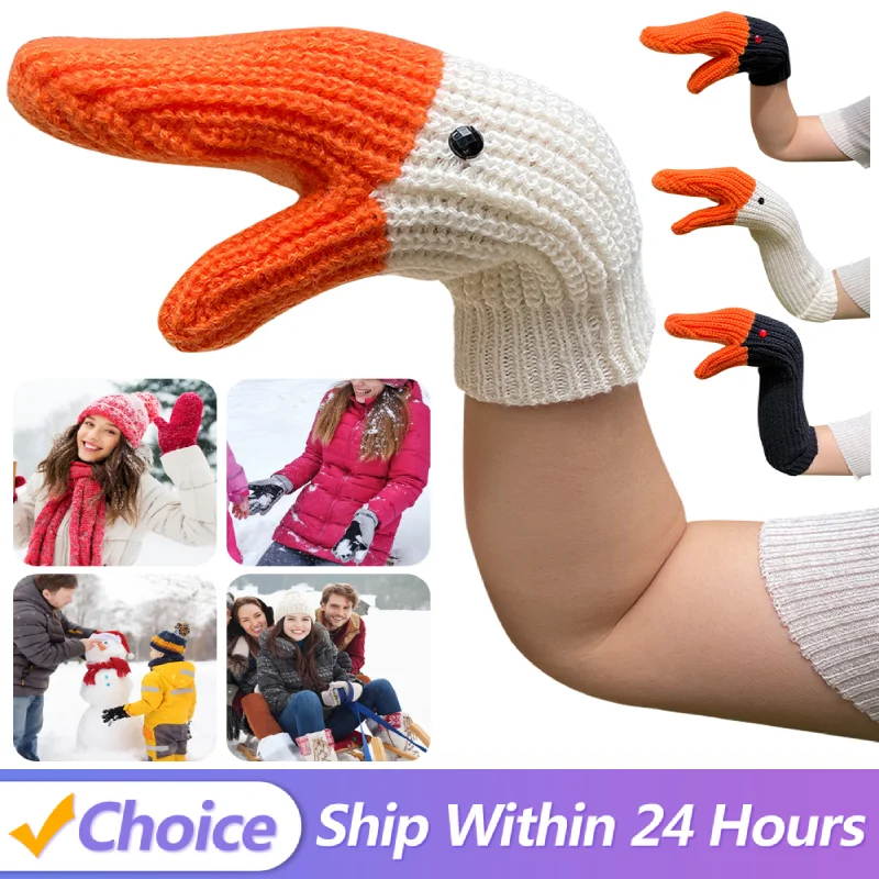 للجنسين الكرتون سوان القفازات الباردة واقية الإبداعية قفازات الحياكة كامل فنجر الحيوان القفازات الدافئة تنوعا الشتاء الملحقات #1