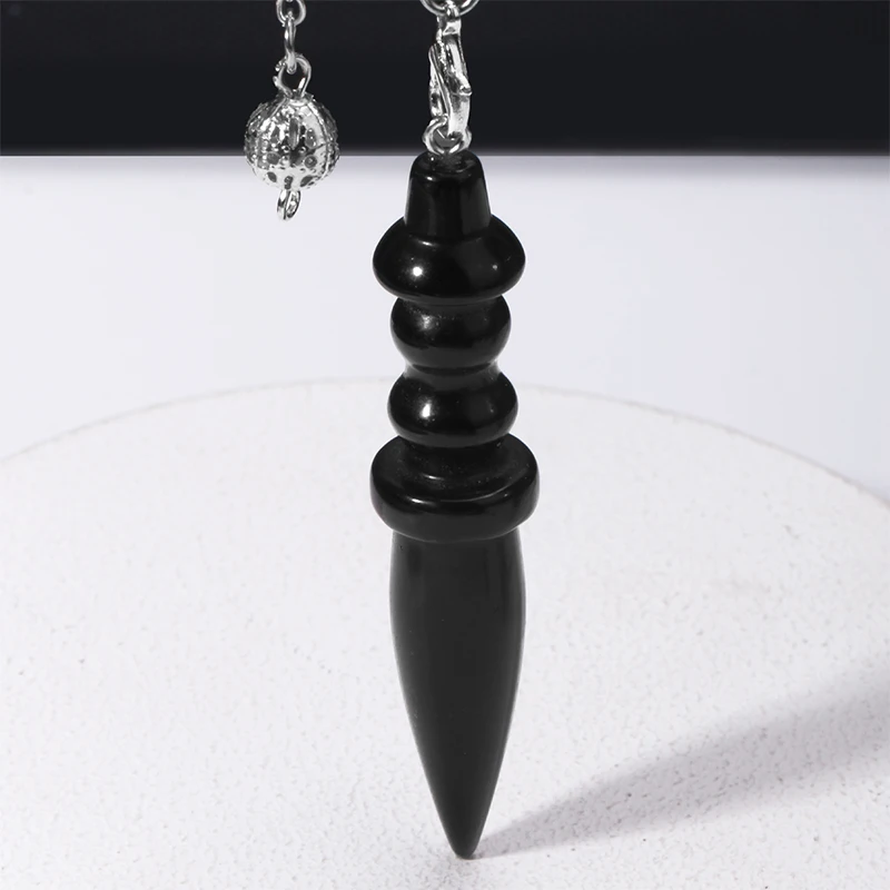 Colgante de piedra Natural Wicca, piedras preciosas péndulos de cristal de obsidiana piedra natural negra para adivinación profesional de espiga, Reiki, curación espiritual, péndulos de cuarzo para radiestesia  X137