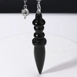Wicca Natural Stone Pendant Black Obsidian Crystal Pendulums for Dowsing Divination Reiki Healing Spiritual Quartz Pendulos X137