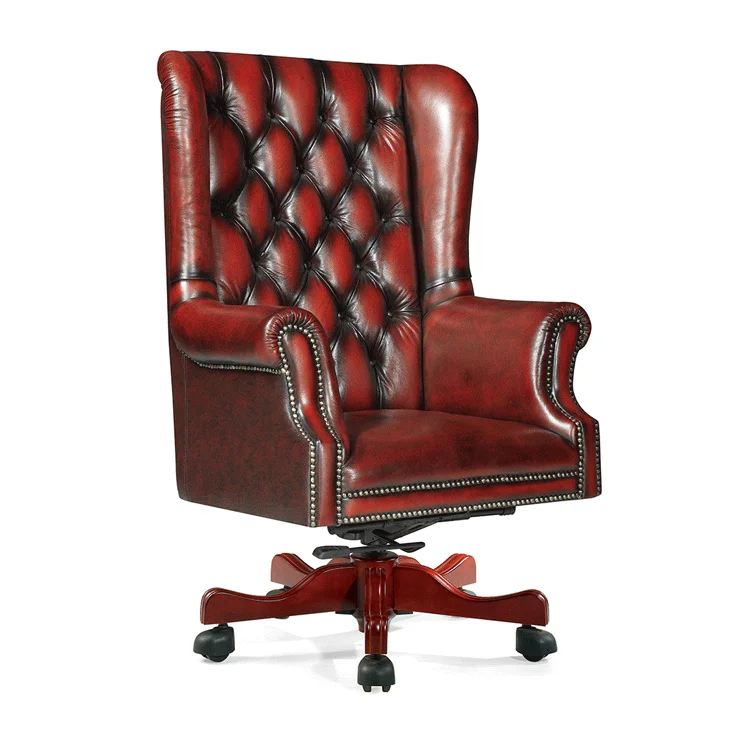 

High End European Royal Classical Vintage Leather Hotel Tufted Arm Chair
