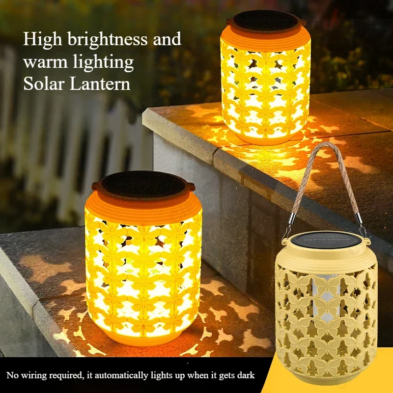 New LED Solar Lantern Outdoor Waterproof Courtyard Garden Balcony Decorative Atmosphere Lighting Fixtures