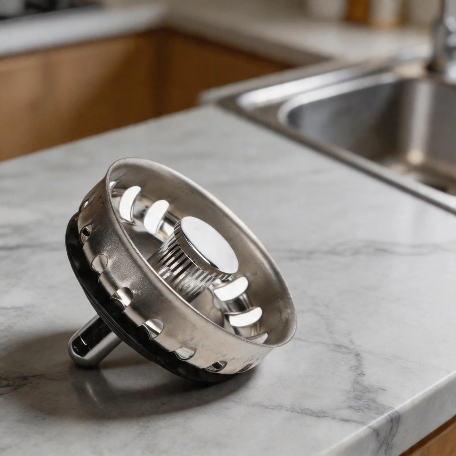 Home Improvement Kitchen Sink Strainer Adjustable Depth Filter Steel Protector 22mm Depth Adjustable Eccentric Spigot Design