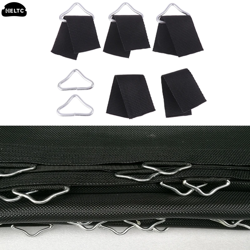 5 Sets Black Stainless Steel Triangle Rings Buckle Loop Ring V-rings Straps Trampoline Mat Parts Replacement Repair Tool