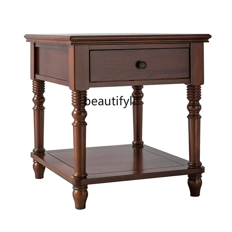 

Sofa Side Cabinet Light Luxury American Solid Wood Side Table Living Room Ash Wood Corner Table Home Furniture