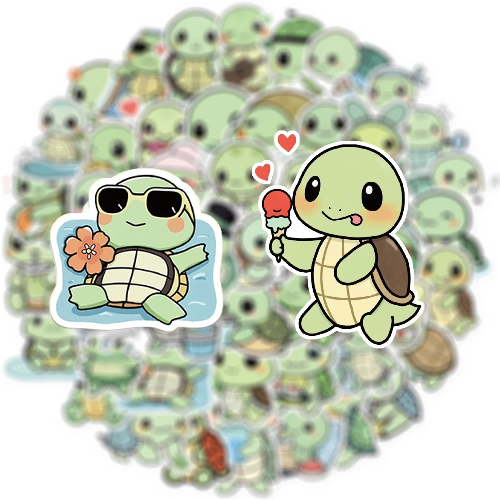 

10/30/50pcs Cute Cartoon Green Turtle Stickers Funny Creative Graffiti Decals Stationery Notebook Phone Classic Kids Toy Sticker
