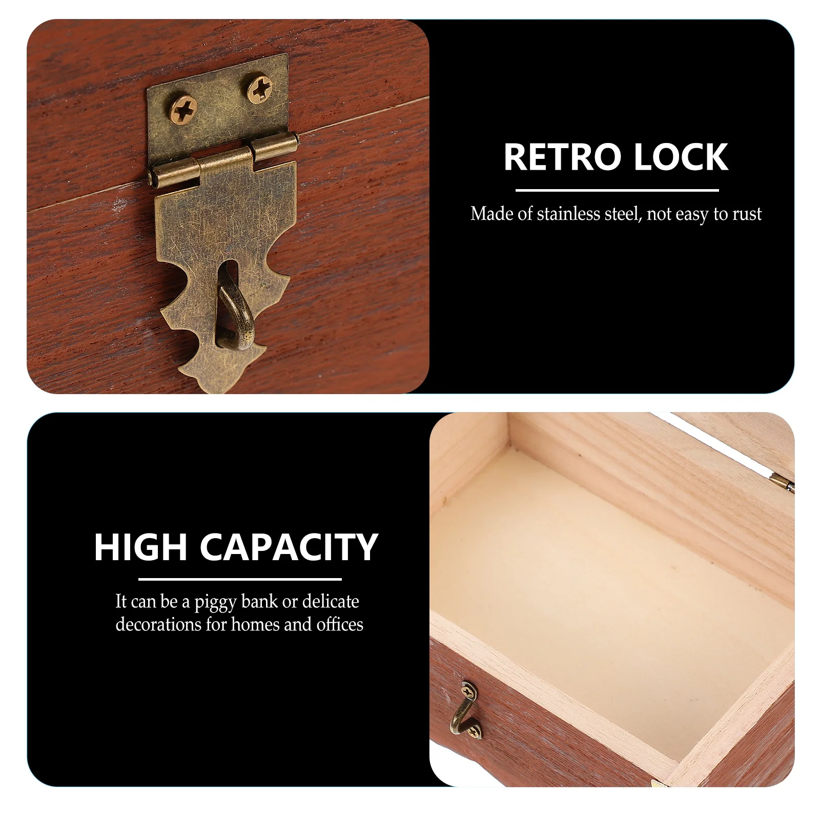 

1Pcs Wooden Piggy Bank Wood Storage Box Durable Coin Case for Kids Children Money Saving Chest Wooden Piggy Bank