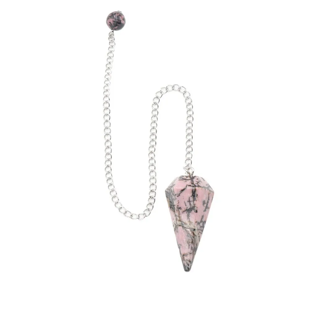 Mixed Faceted Natural Stone Pendulum Pendants, Healing Crystal Charms for Reiki Dowsing & Jewelry Making