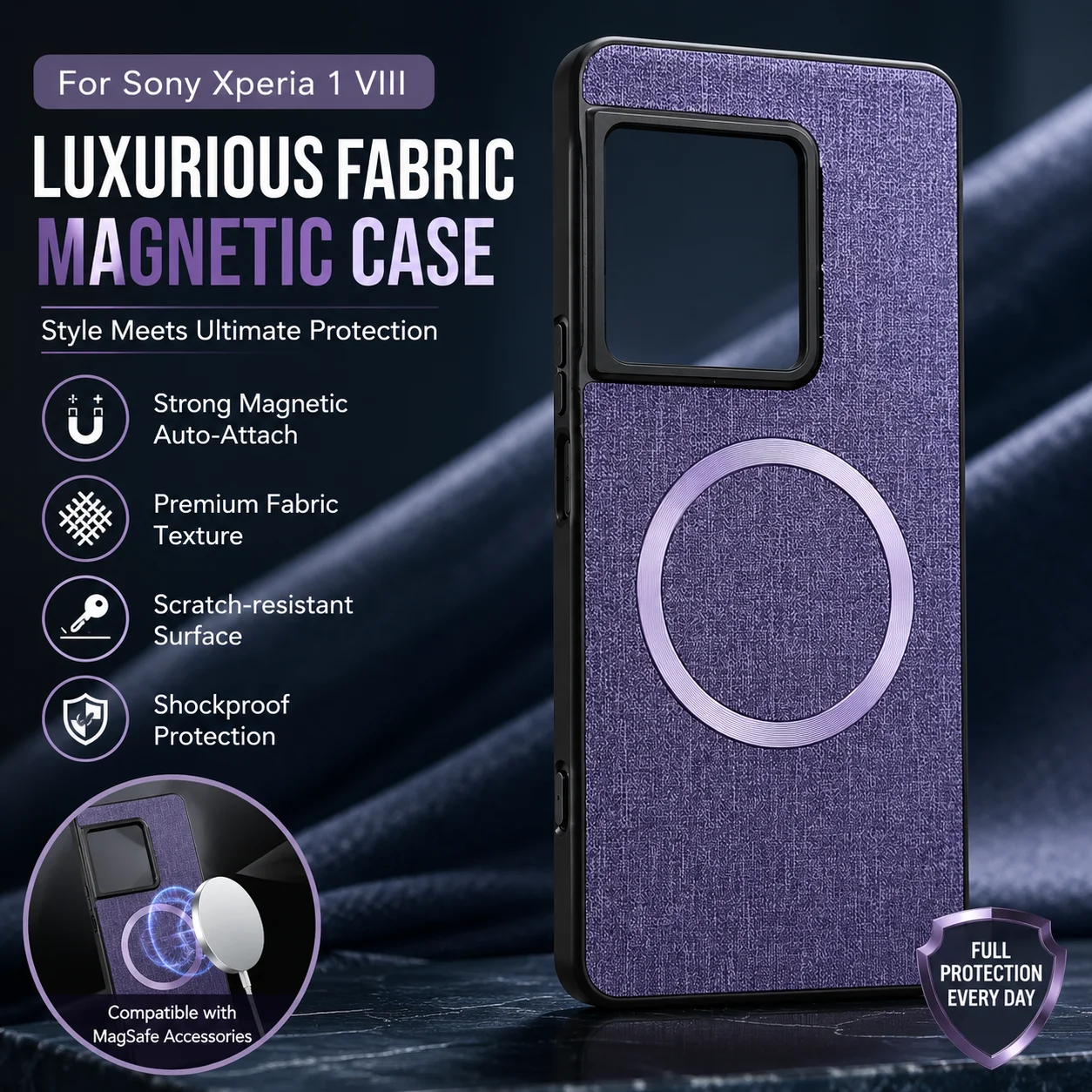 For Sony Xperia 1 VIII Case Luxurious Fabric Texture MagnetiScratch-resistant Shockproof Cover For Sony Xperia 1 VIII Funda