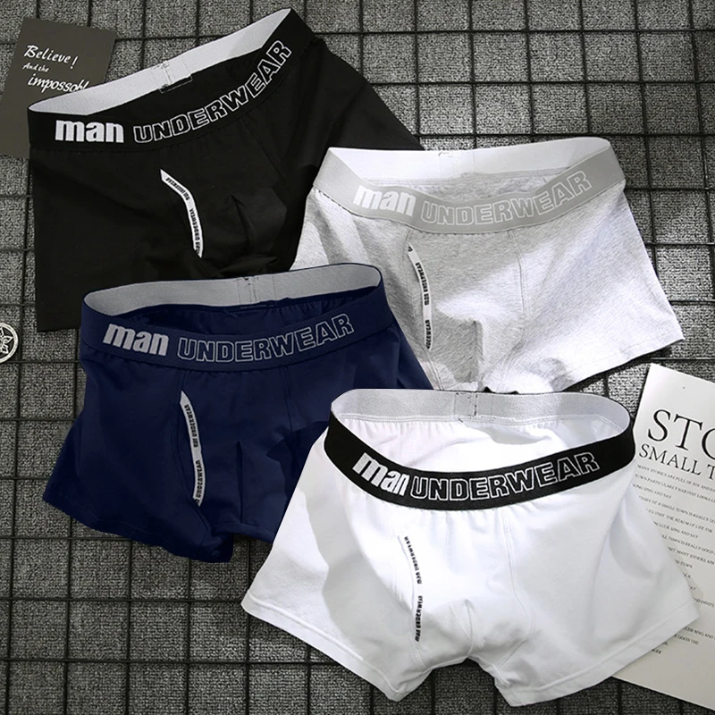 2 Pcs/Lot Men's 95% Cotton Boxers Briefs Underwear Underpants Breathable Shorts Comfortable Lingerie Panties Letters Boxer