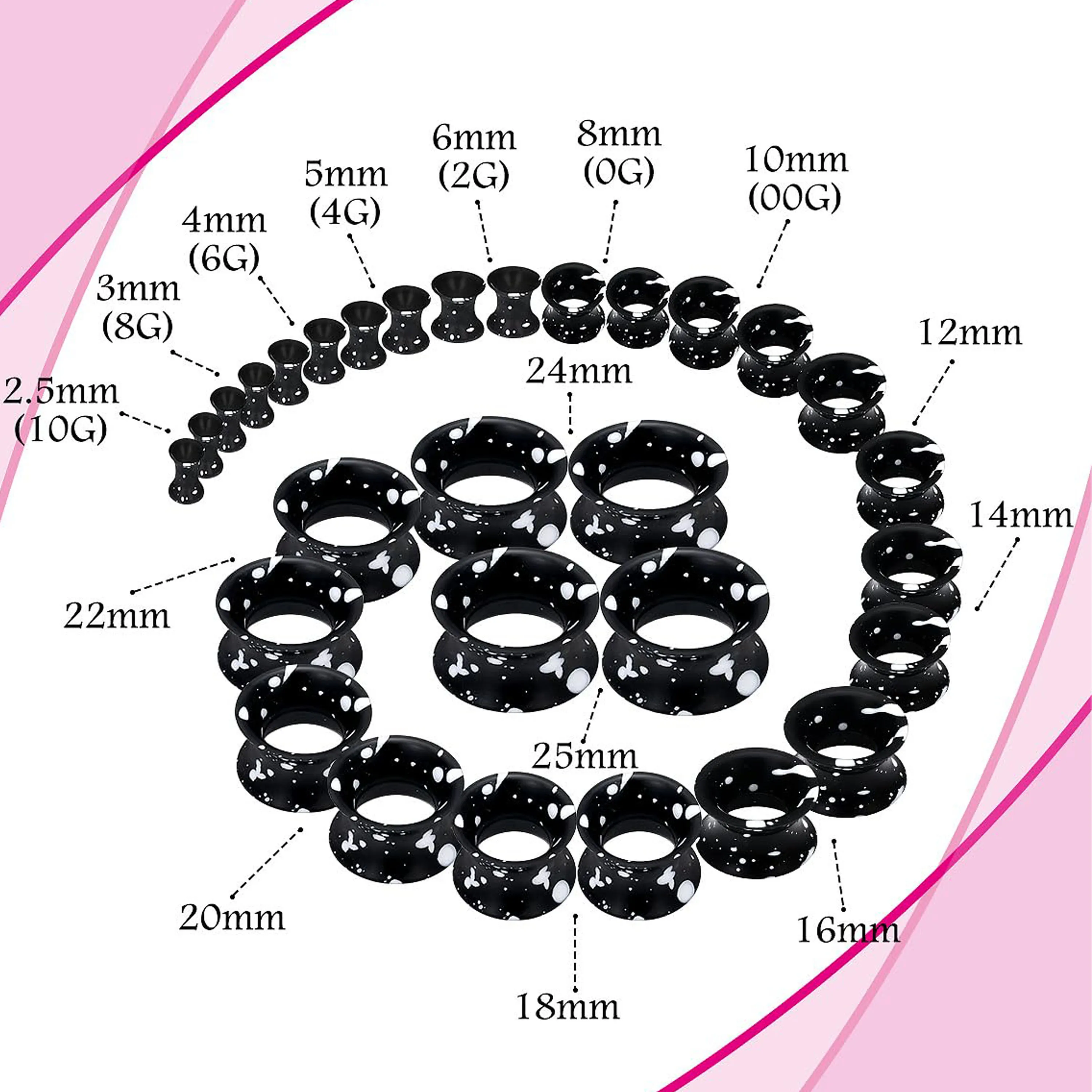 2 sztuk Czarne silikonowe słuc – Body Jewelry Gauge Sizes recenzja i cena