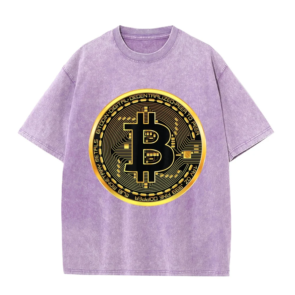 Bitcoin Crypto Currency BTC Block Chain Techie Gold Coin T-Shirt T Shirt Uomo Clothes Men's Luxury Brands Casual Street Unisex