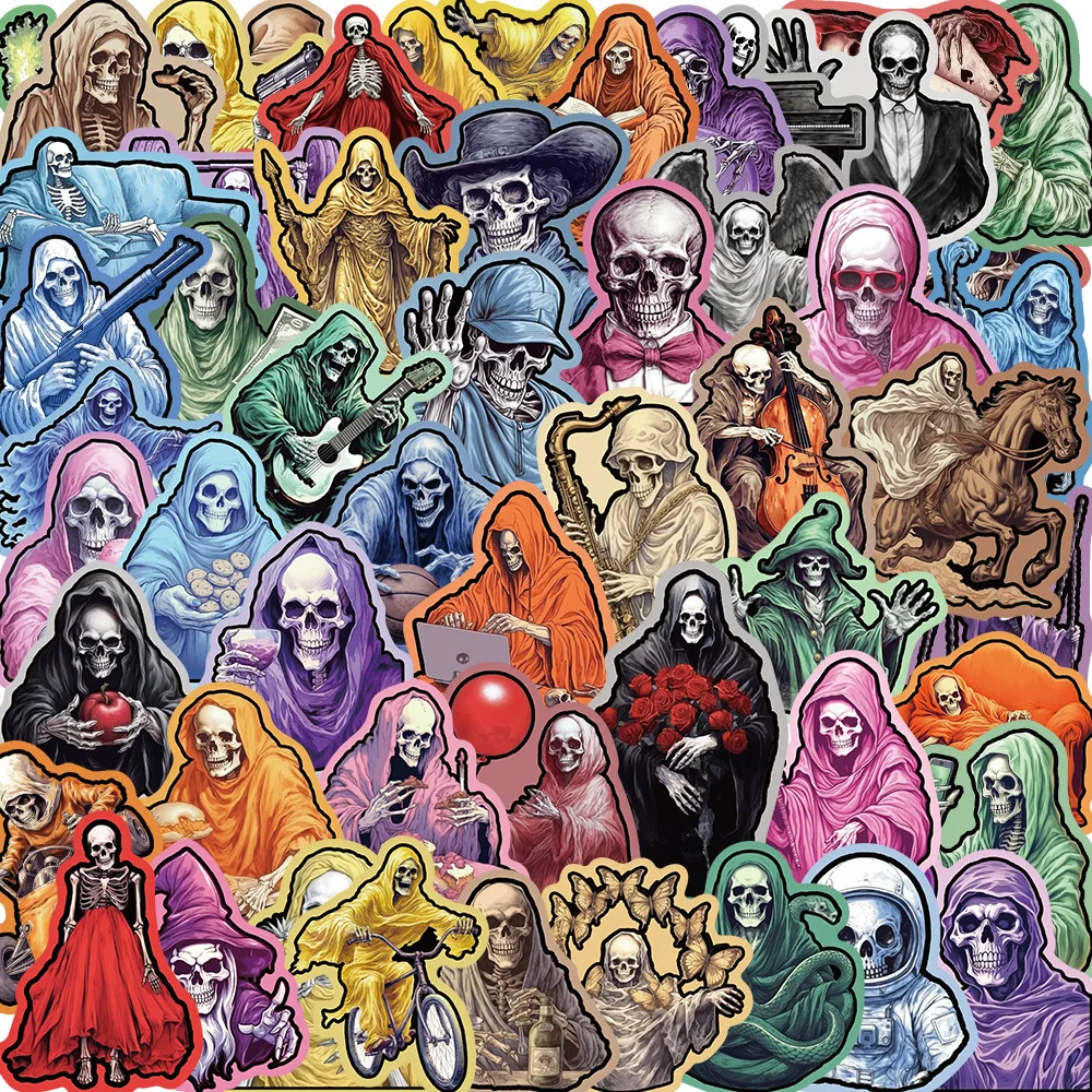 55pcs Skeleton Man's Secret Cartoon Graffiti Stickers Phone Guitar Laptop Notebook Suitcase Water Cups Waterproof Sticker Gift