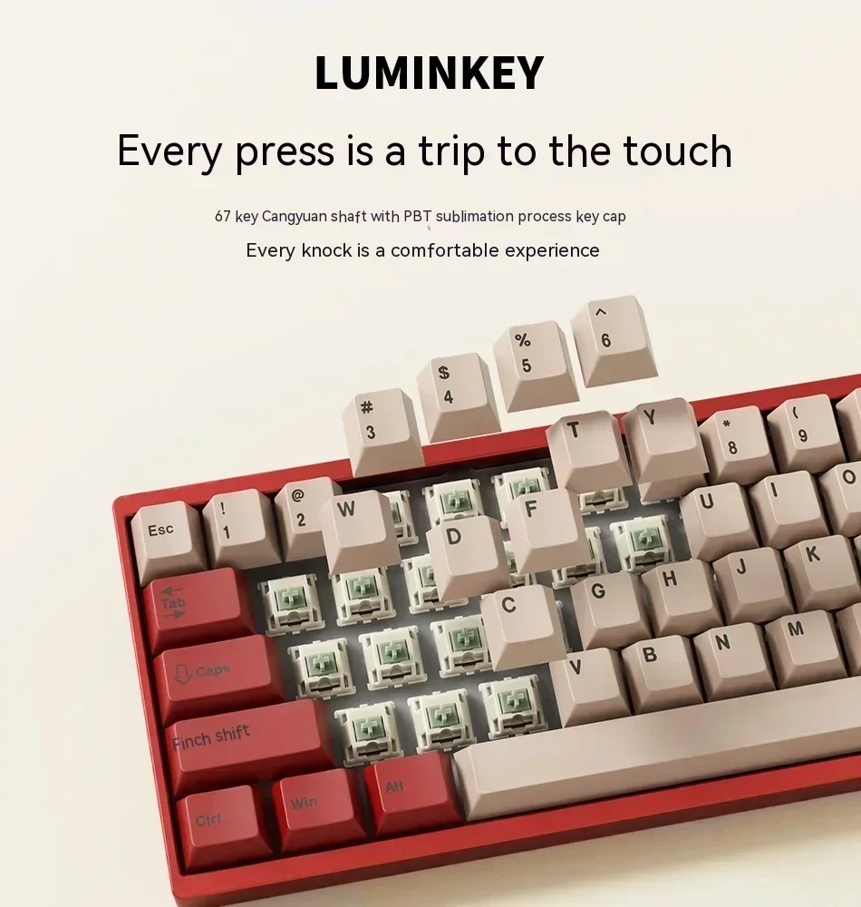 LUMINKEY65 Mechanical Keyboard Three Mode Customized Aluminium Alloy Keyboard Low Delay Hotswap Accessories For Computer Desktop