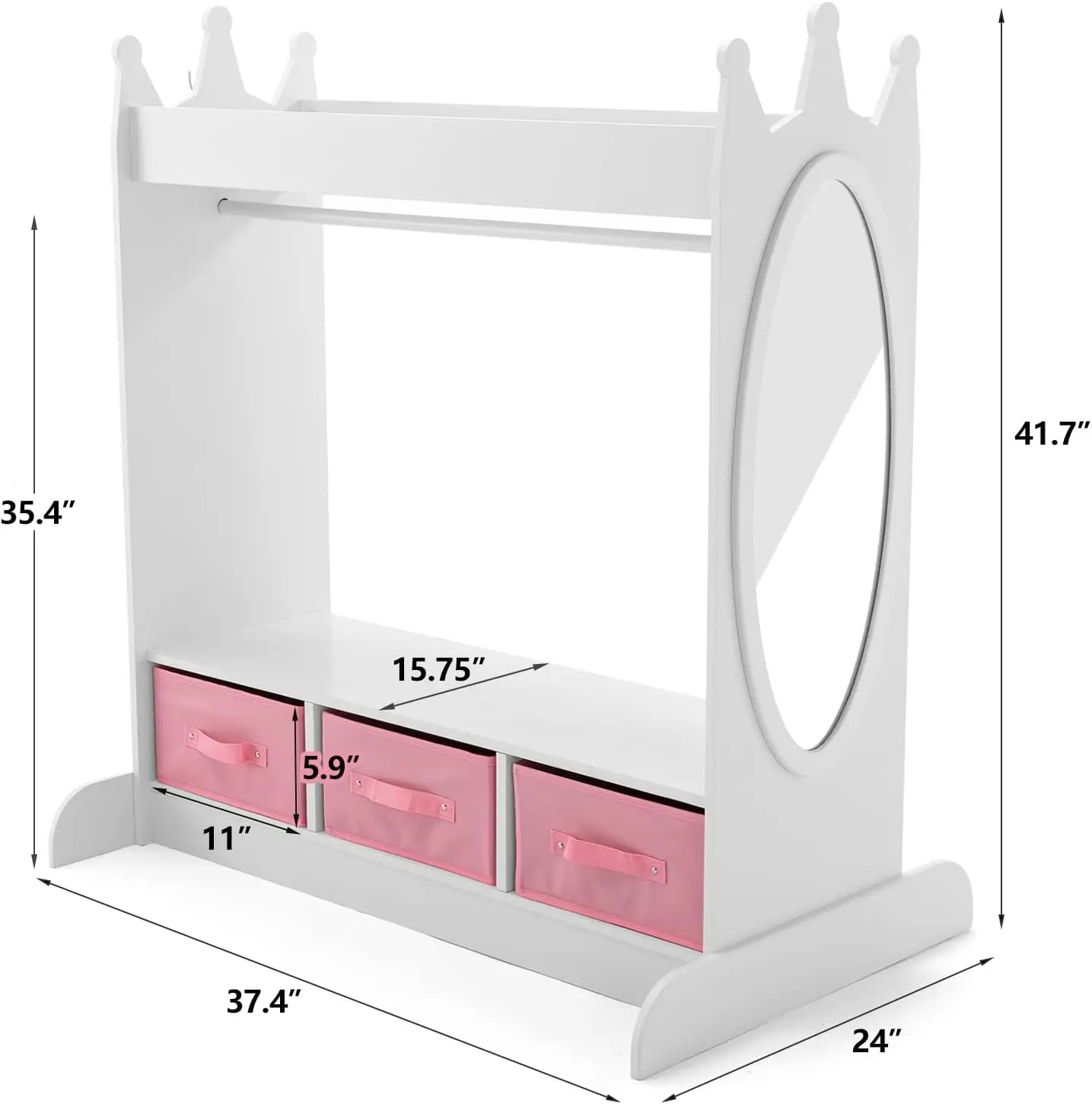 Dress up Closet,Costume Dress up Wardrobe,Pretend Storage Closet for Kids w/Side Pocket Top Shelf Shoes Storage for Bedroom Girl