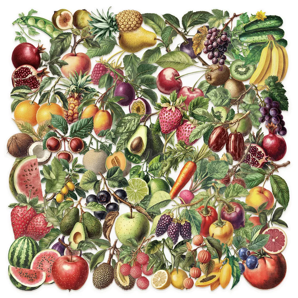 50 Pieces Vintage Fruit Stickers - Creative Decor for Notebooks, Laptops, Journals & Phone Cases Giajar Sticker Store