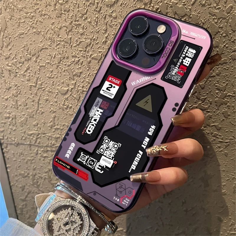 Graffiti-Telefonhülle im Mecha-Stil für iPhone 17 16e 16 15 14 13 12 11 Mini Pro Max X XSMAX 8 7 Air Plus Anti-Fall Matte Rückseite