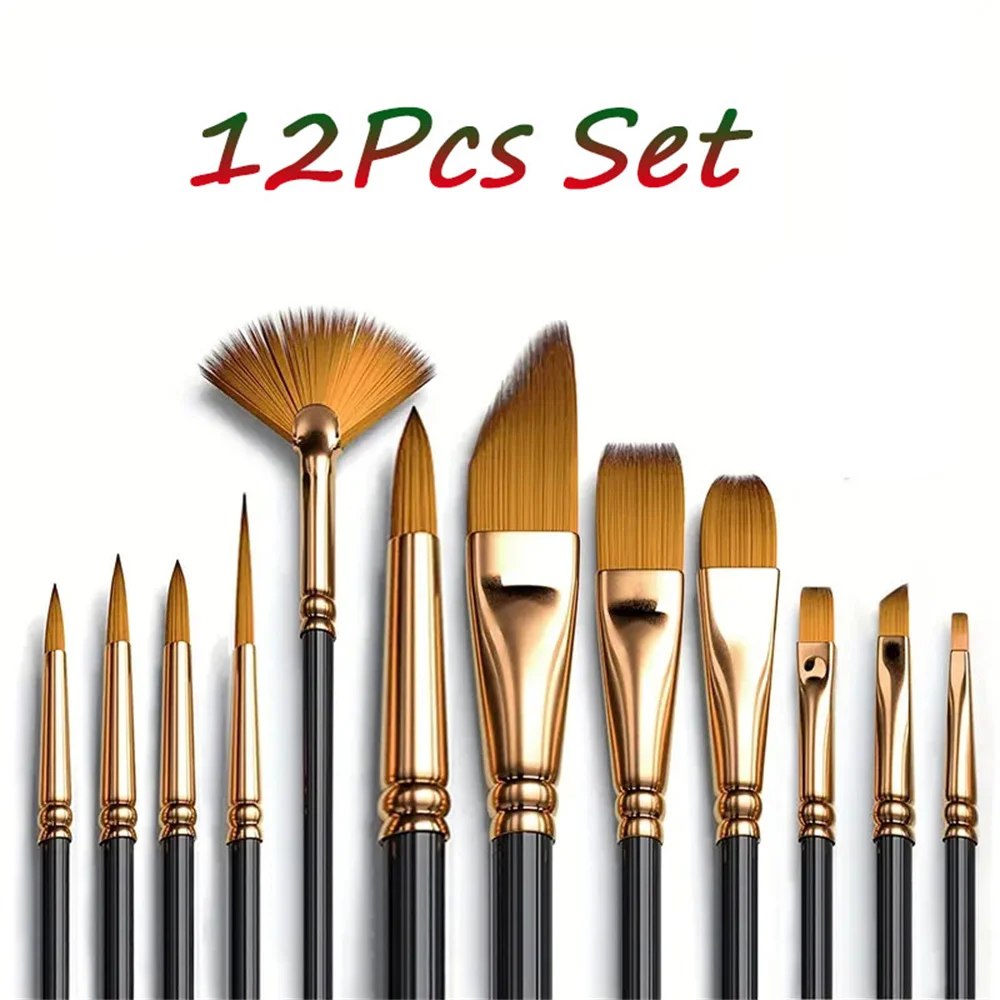 Professional Fine Detail Painting Brush Set (12pcs) - For Oil, Acrylic, Watercolor, Gouache & Canvas, Ideal for Artists