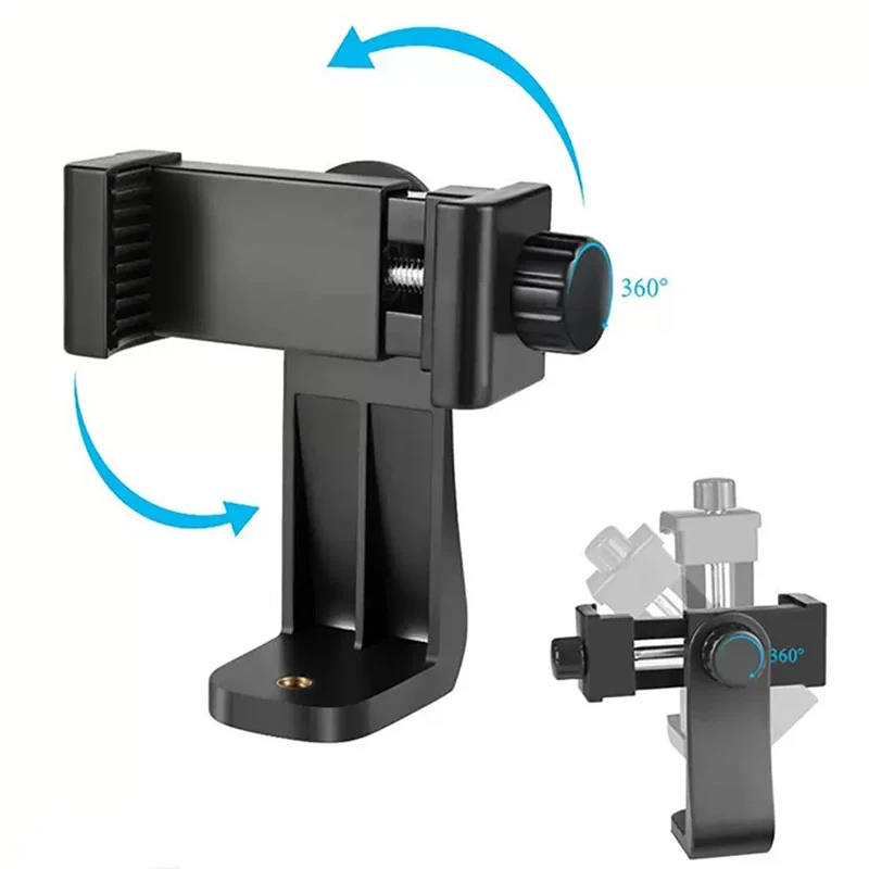 360 Degree Rotation Mobile Phone Clamp Clip with 1/4 Screw Hole Tripod Smartphone Holder Adapter for iPhone 17 16 15 Max Pro