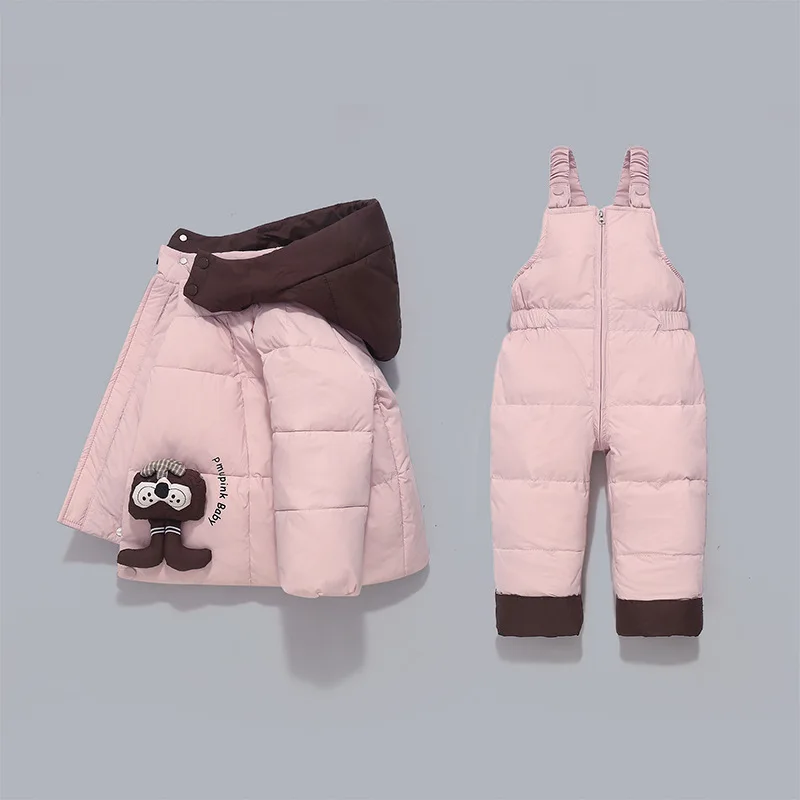 

Winter Overalls Jumpsuit for Girl Boy Children Suits Toddler Hooded Jacket Kids Snowsuit Parka Coat Baby Outerwear Clothing Set