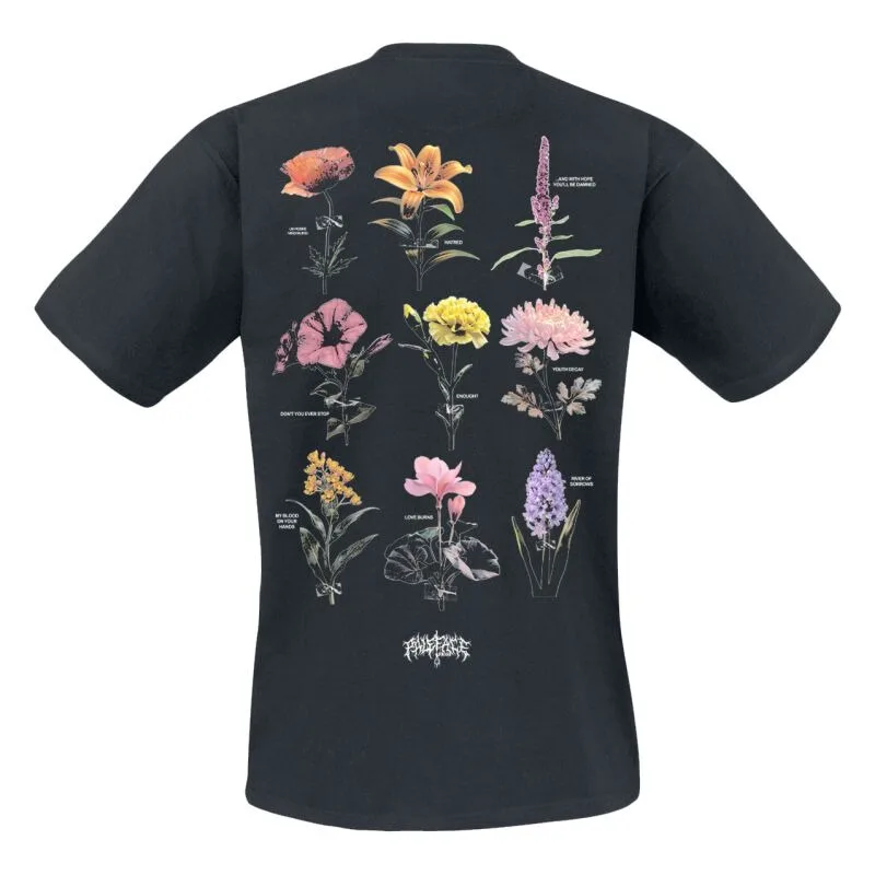 Paleface Swiss Deathcore Logo T-Shirt, Black Cotton, Floral Back Print, Metal Band Tee