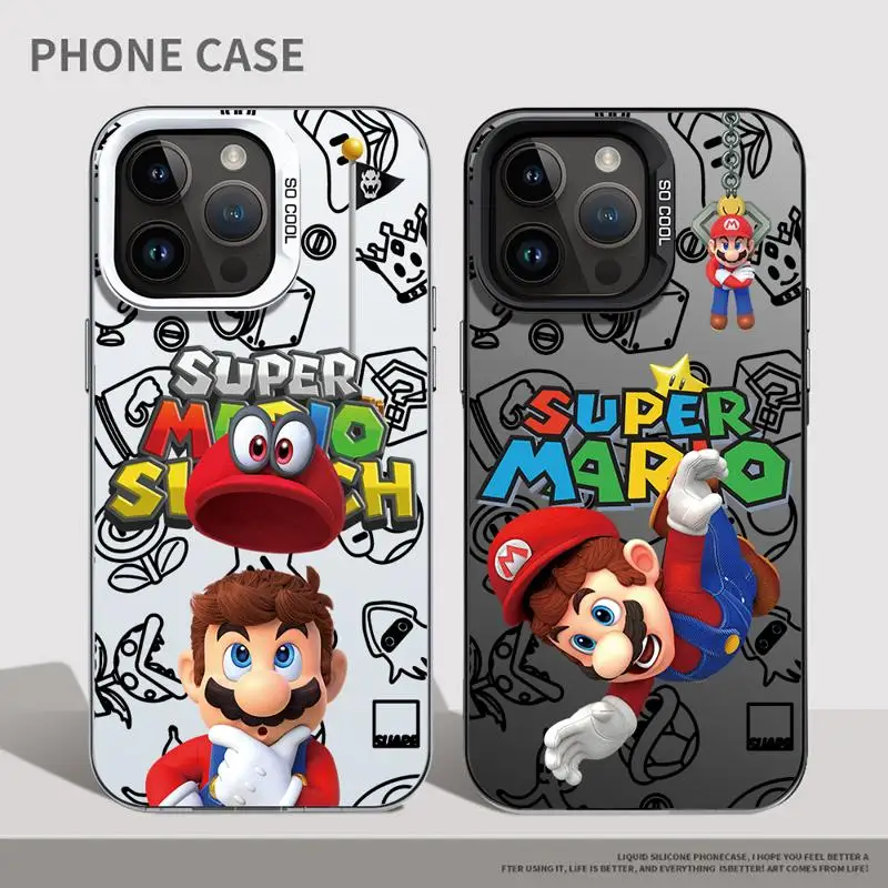 Matte Acrylic Hard Phone Case for Apple iPhone 15 14 13 12 11 pro Max 15plus 14plus Cartoon Super Game Colorful Silver Cover