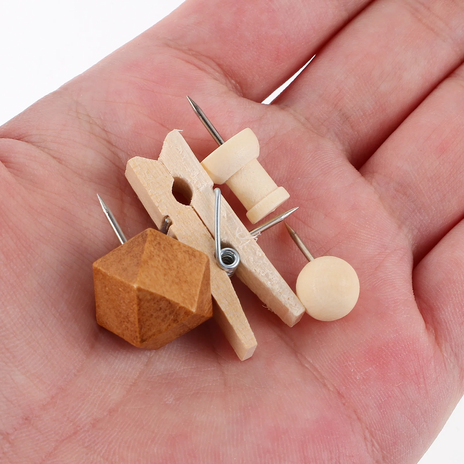 Multi-Function Wood Pushpins Replaceable Thumb Tacks Convenient Pushpins for Bulletin Board Photo Wall Office Desk